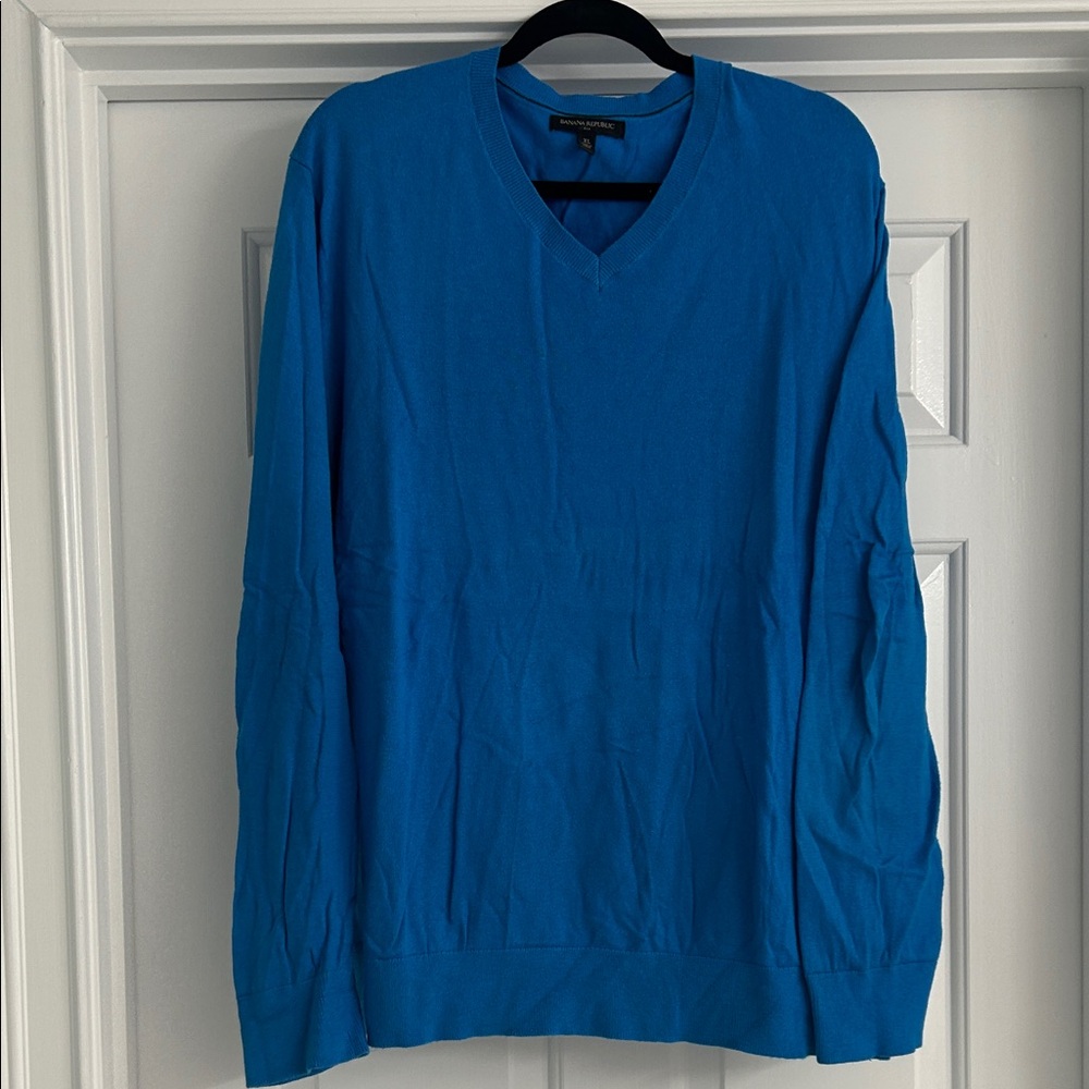 Banana Republic Factory Blue V-Neck Sweater